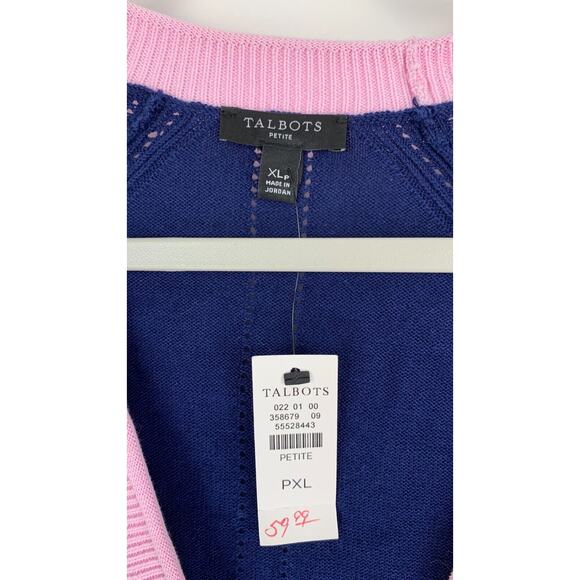 Talbots Womens Blue Pink Long Sleeve Button Up Cardigan Sweater Size PXL NWT - Picture 9 of 13